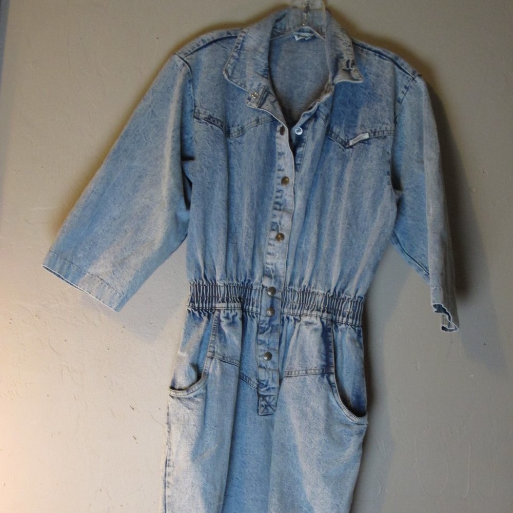 Vintage 1980's Dreams denim jean Jumper dress Acid